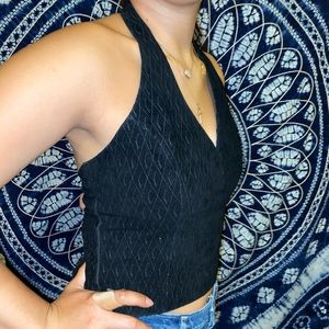 Black suede halter